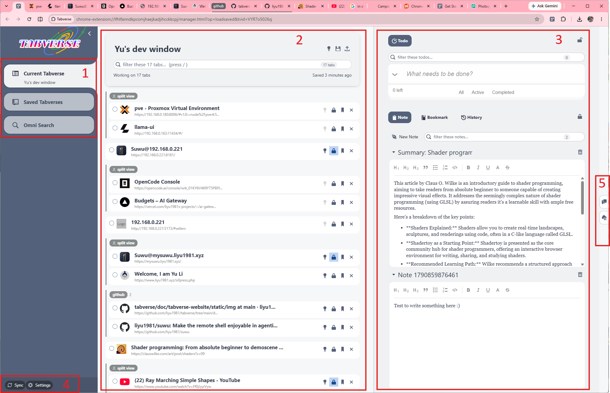 Tabverse UI overview